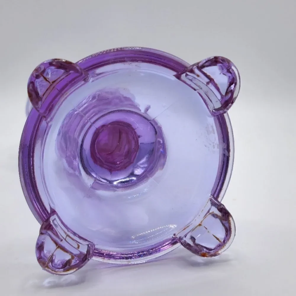 Vintage Amethyst footed glass candle holder